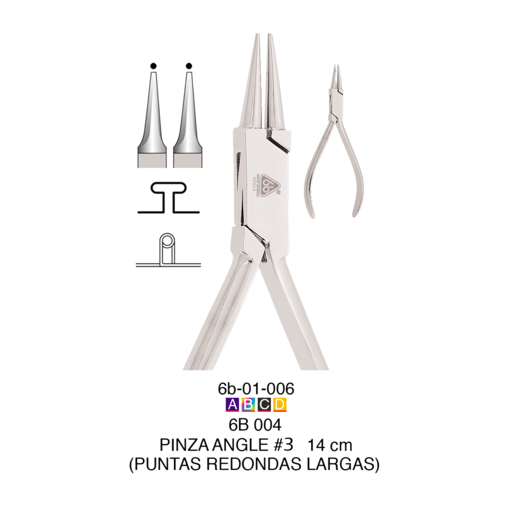 Pinza Angle No. 3 (Puntas Redondas Largas) Instrumental de Ortodoncia Deposito Dental Odontology BG