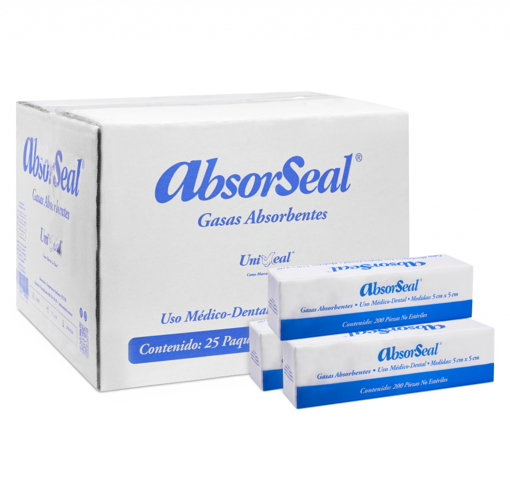 Gasa AbsorSeal NE 2X2 Caja Con 25 Piezas 200/Tubo Desechables Deposito Dental Odontology BG